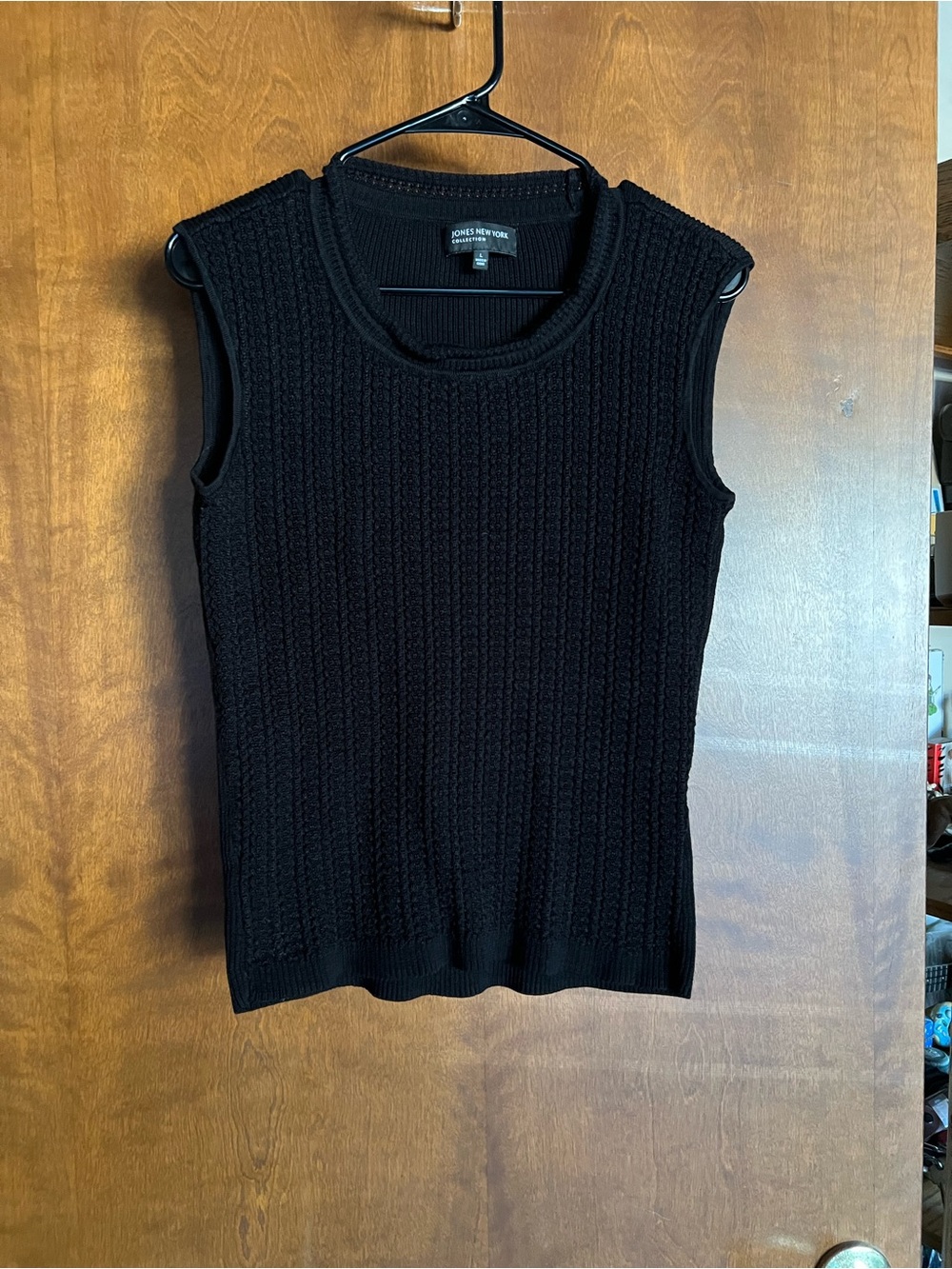 Jones New York Black Cable Knit Sleeveless Top